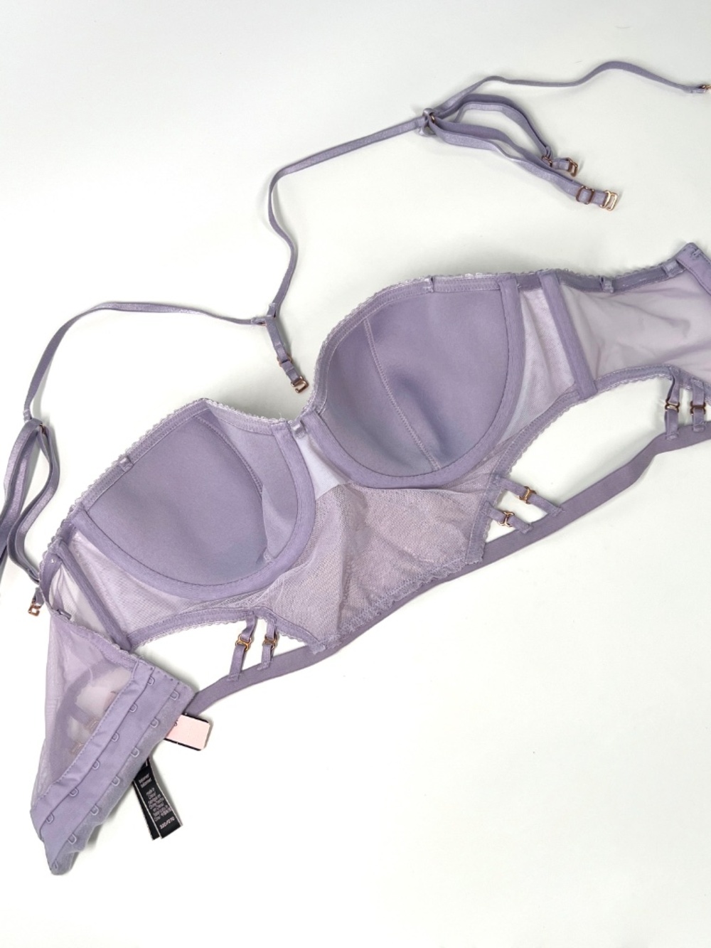 Victoria's Secret Very Sexy Long Line Lilac Lace Bustier Bra 32D NEW - Picture 13 of 16